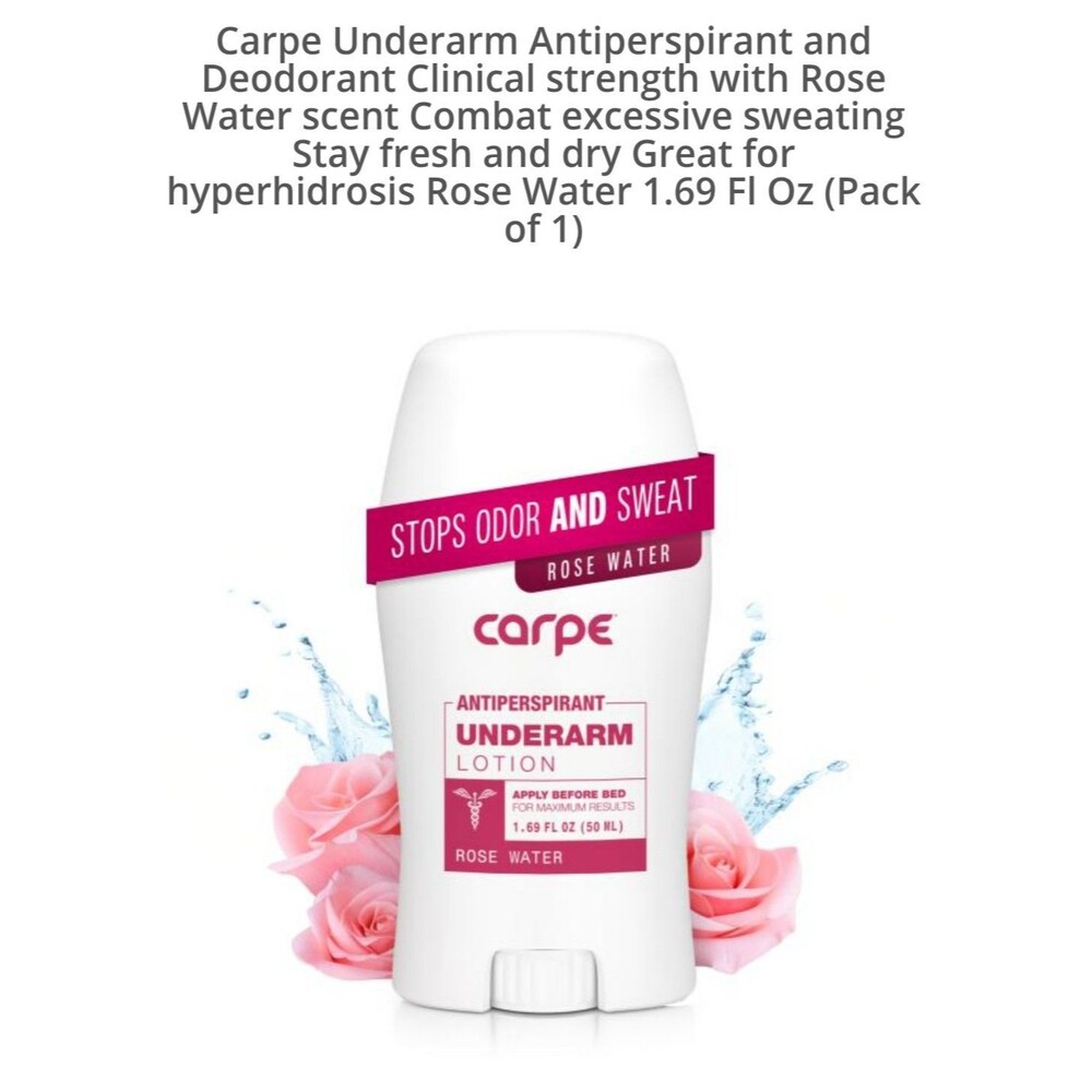 Carpe Antiperspirant Underarm Lotion, Rose Water 1.76 oz/ Exp 07 /09/2027